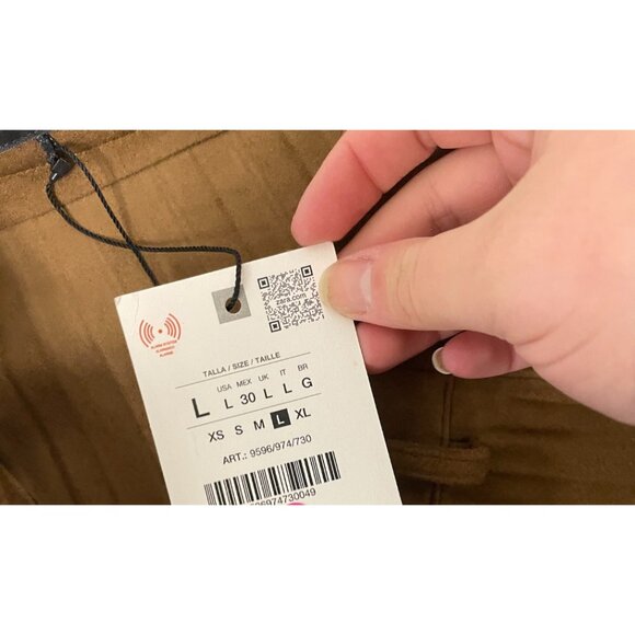 Zara Womens Pleated Faux Suede Midi Skirt L Large Light Brown 9596/974 NWT - Picture 5 of 14